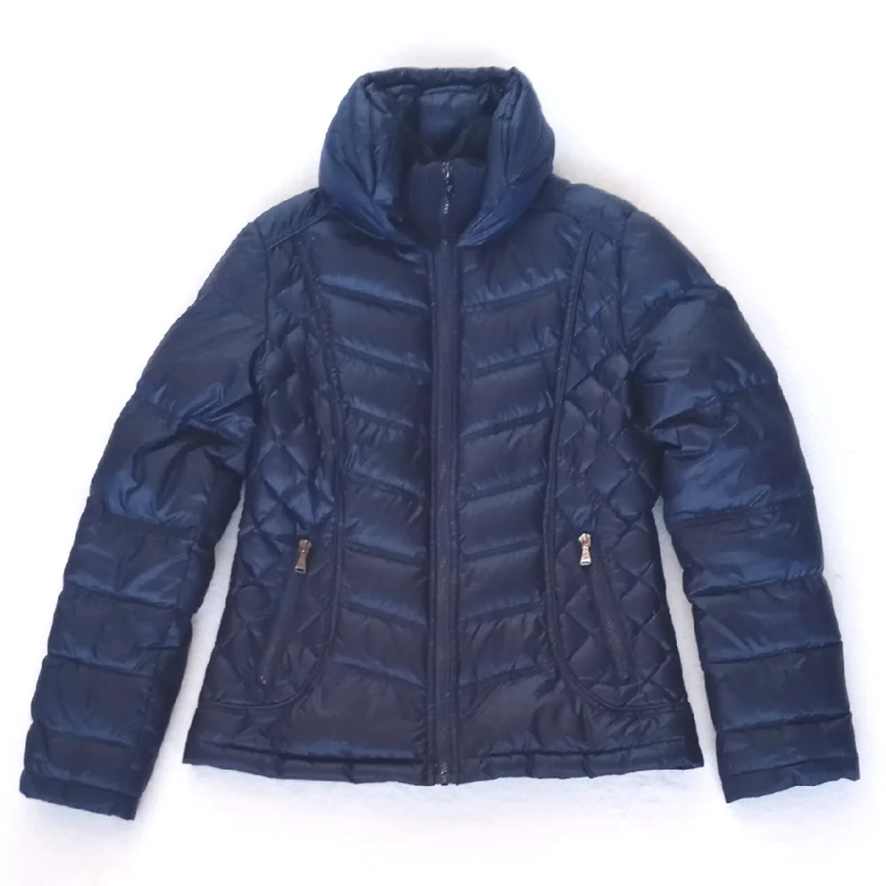 Guess Women’s Navy Blue Quilted Puffer Ski Snow Winter Long Sleeve Coat Small - Picture 6 of 16